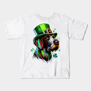 Slovakian Wirehaired Pointer Celebrates St Patrick's Day Kids T-Shirt